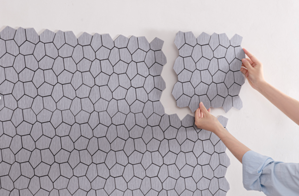 Pvc Panel Background - Stiker Dinding Mosaik Heksagonal Minimalis Berpola,
