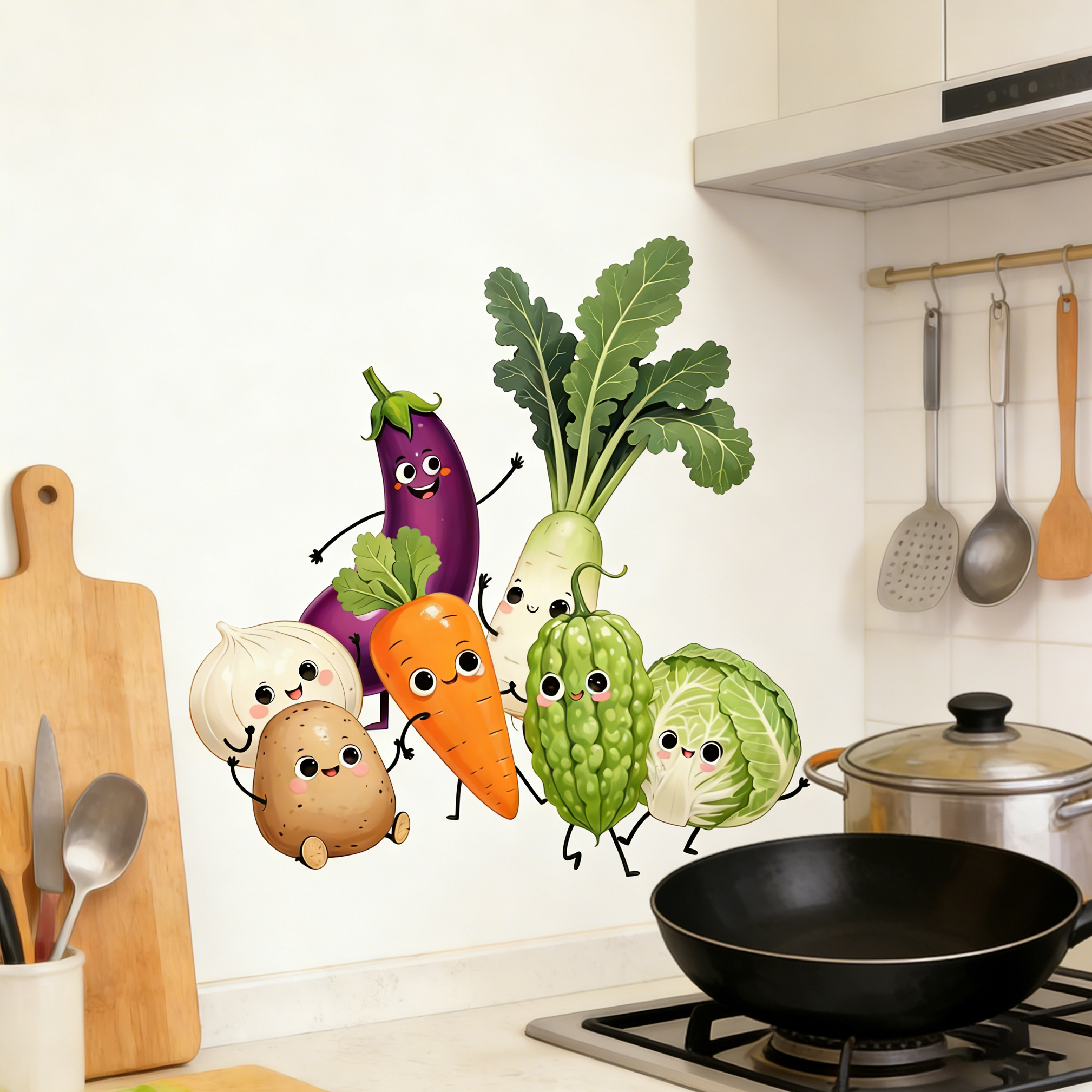 Pvc Panel Background - Stiker Dinding Sayuran Ekspresif Secara Emosional