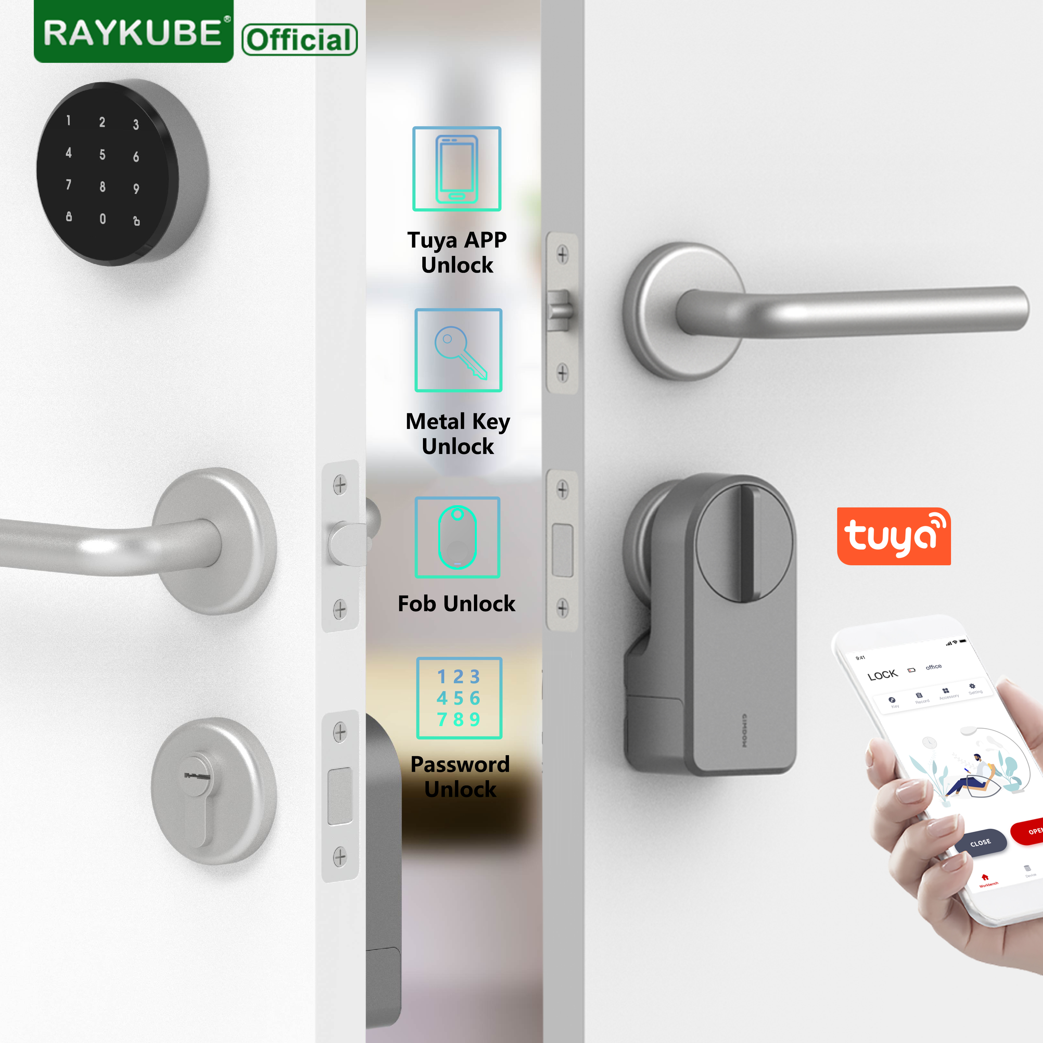 Glass Door Hinge - RAYKUBE A1 Pro Tuya BEL Set