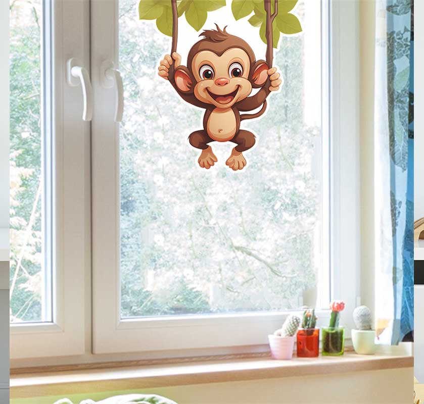 Pvc Panel Background - Stiker dinding dekorasi ruang tamu monyet