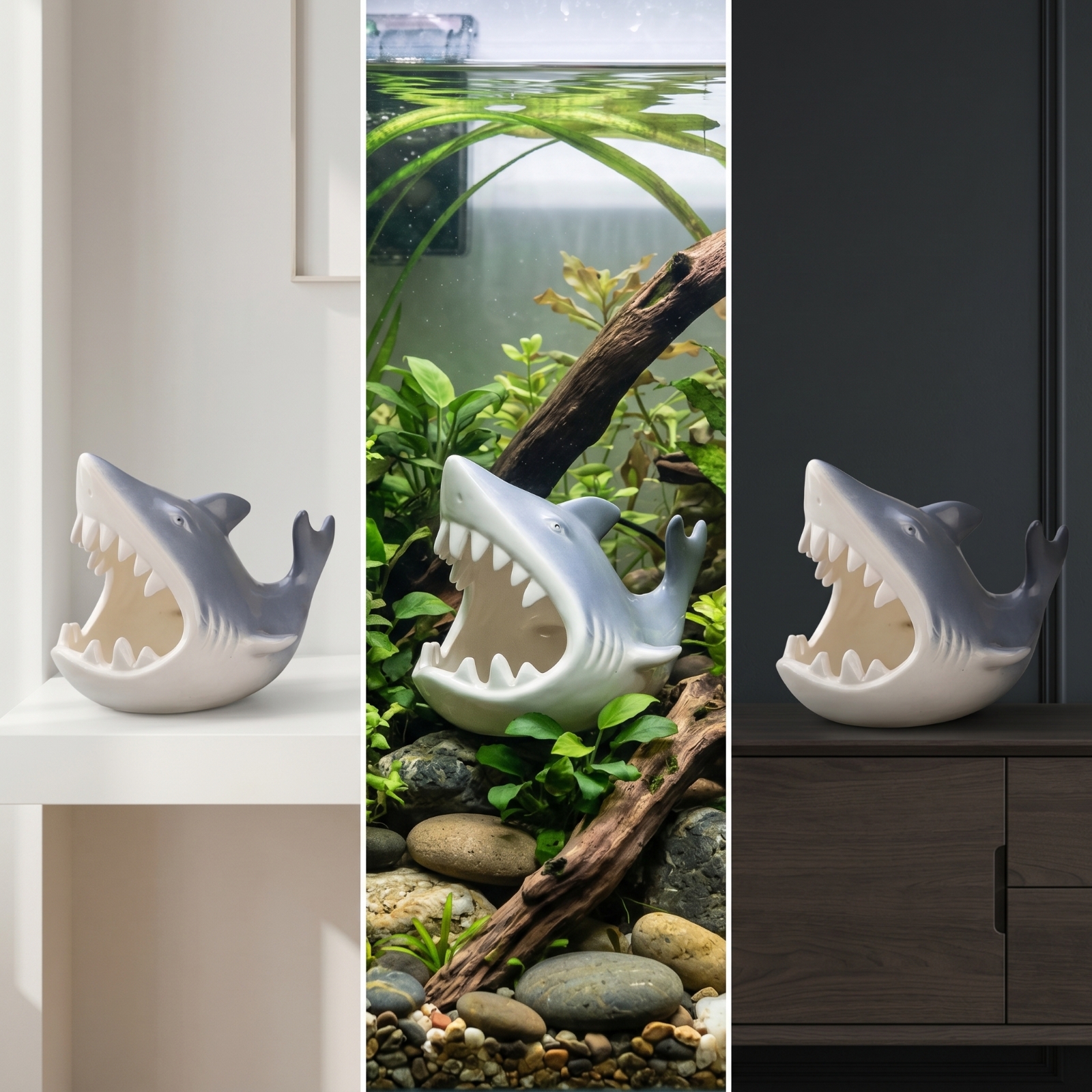 Hide Cave Ceramic - Tempat Berlindung Akuarium dengan Mulut Terbuka
