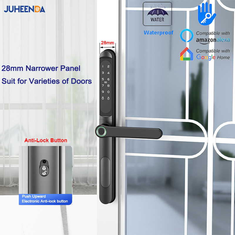Glass Door Hinge - TTLock App kunci pintu aluminium cerdas,