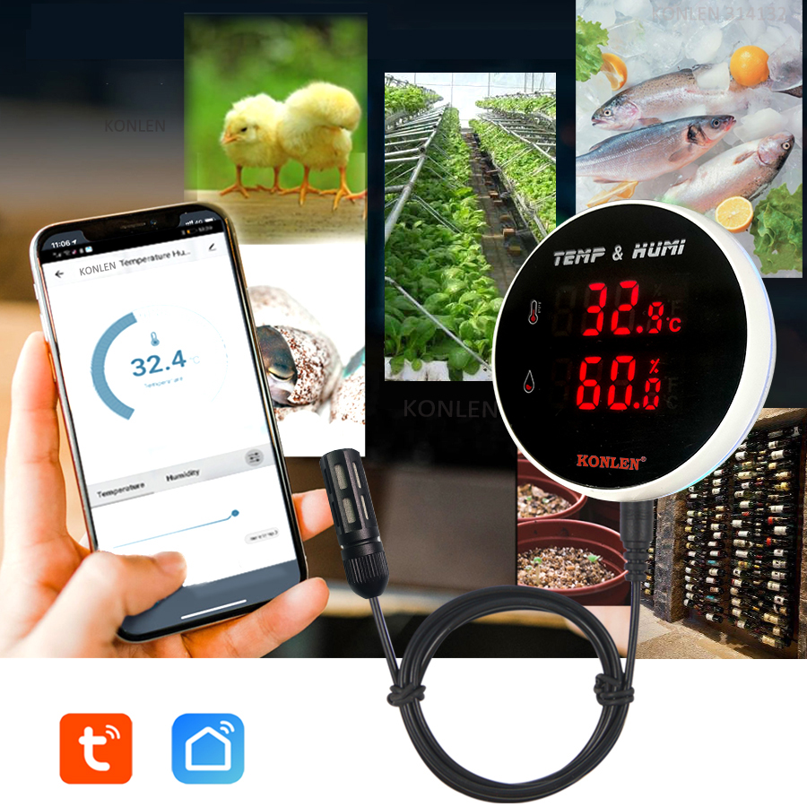 Tuya WIFI Sensor Kelembaban Su - Digital Hygrometer Probe ulasan dan harga