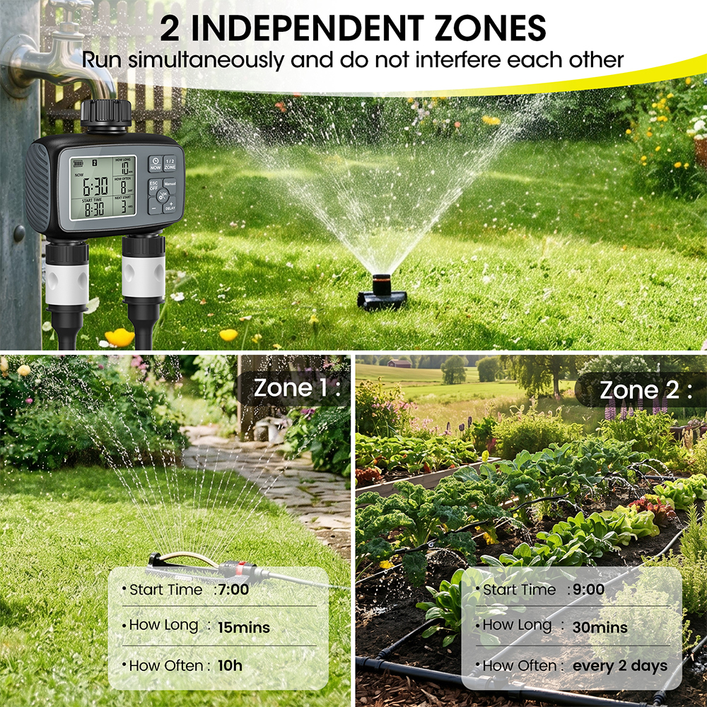 Timer Penyiram 2 Zona Terprogr - Timer Dual Outlet ulasan dan harga