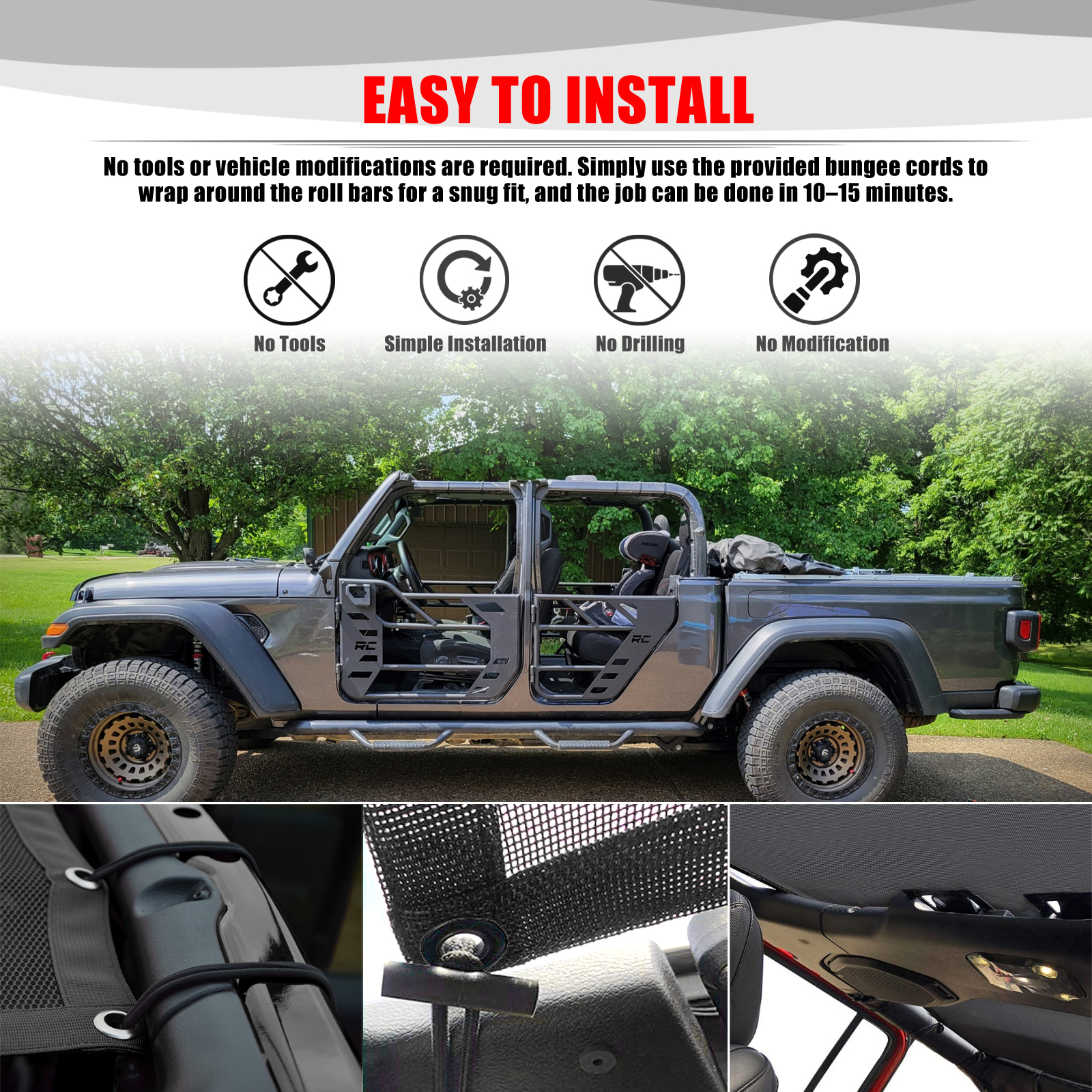 Aksesoris Jeep Gladiator JT 4  - Screen Top Mesh ulasan dan harga