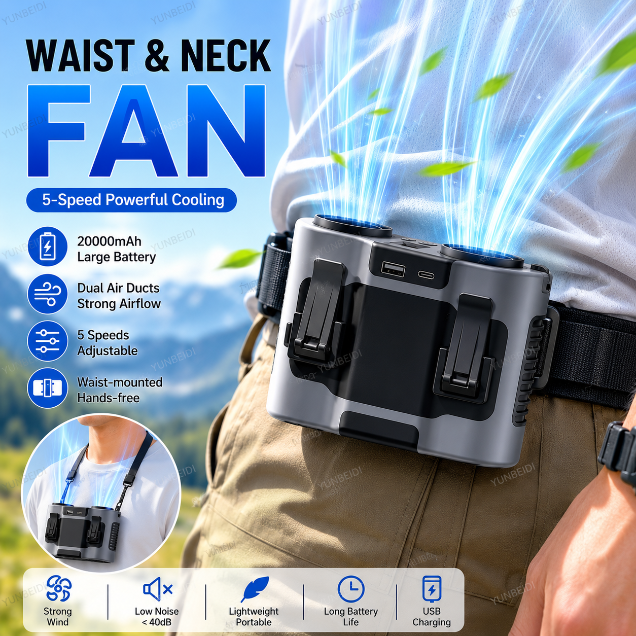 Kipas Klip Pinggang Portabel K - Timer Dual Outlet ulasan dan harga